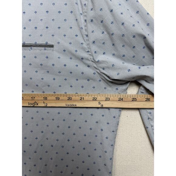 7 Diamonds Men's Button Up Shirt XL Flip Cuff Gray Blue Classic Fit Long Sleeve - Picture 10 of 13
